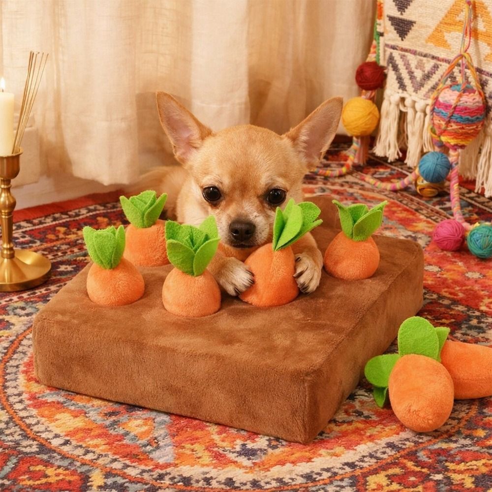 Dog Puzzle Feeder Toy - Stress Relief Carrot Snuffle Mat Removable