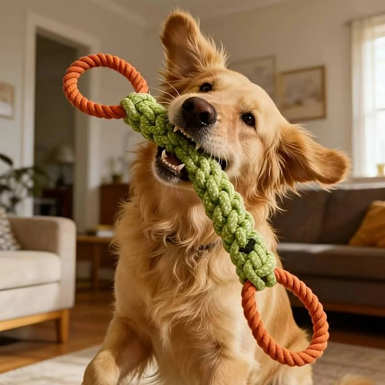 Indestructible Dog Chew Toy - Durable Dog Rope Knot Toy, Dog