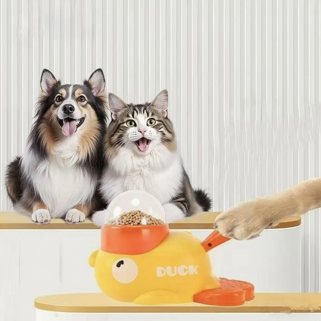 Dog Puzzle Feeder Toy - Yellow Duck-Shaped Interactive Cat Treat Dispenser